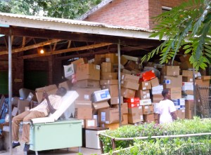 The boxes and equipment filled the entire outpatient reception area