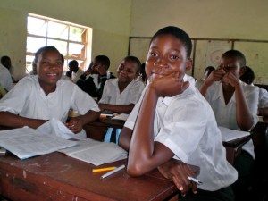 Smiling students at St. Michael's Girls Secondary School